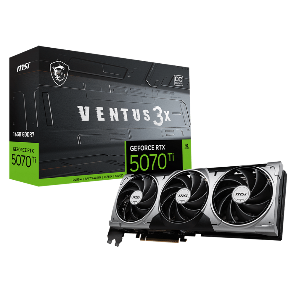 Видеокарта MSI RTX5070Ti 16G VENTUS 3X OC 16GB GDDR7 256bit 3xDP HDMI 3FAN RTL