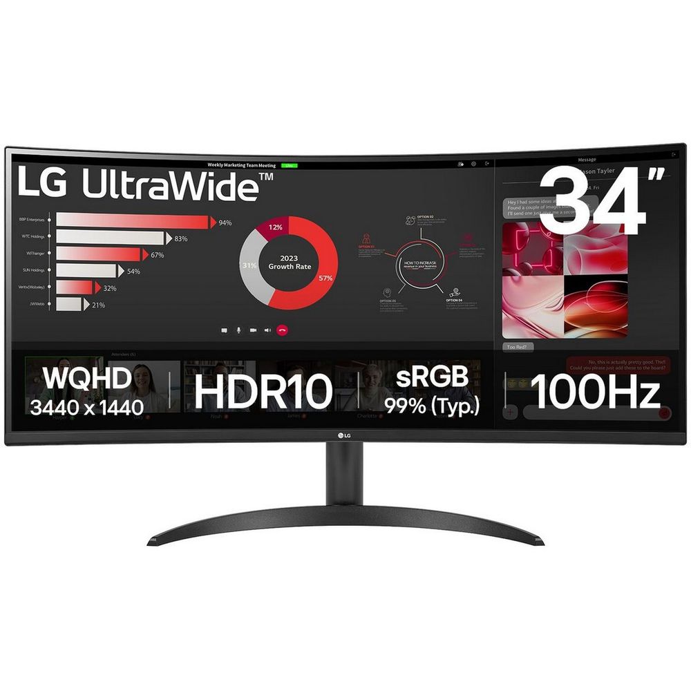 Монитор 34" LG 34WR50QK-B Black (VA, 3440x1440, HDMI+HDMI+DP, 5 ms, 178°/178°, 300 cd/m, 3000:1, 100Hz, Curved)