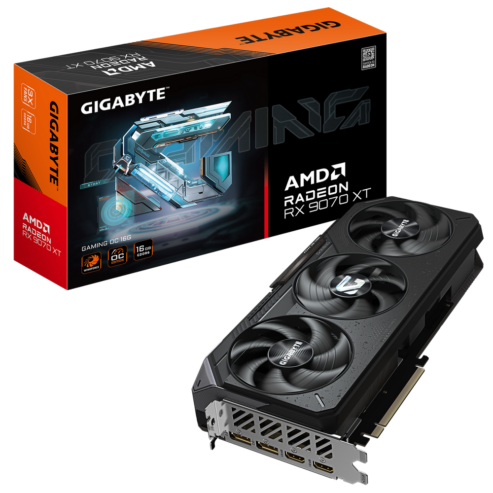 Видеокарта Gigabyte RX9070XT GAMING OC 16GB GDDR6 256bit 2xDP 2xHDMI 3FAN RTL