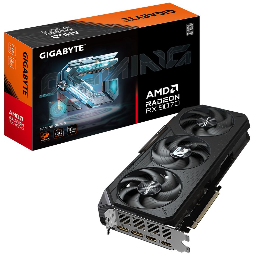 Видеокарта Gigabyte RX9070 GAMING OC 16GB GDDR6 256bit 2xDP 2xHDMI 3FAN RTL