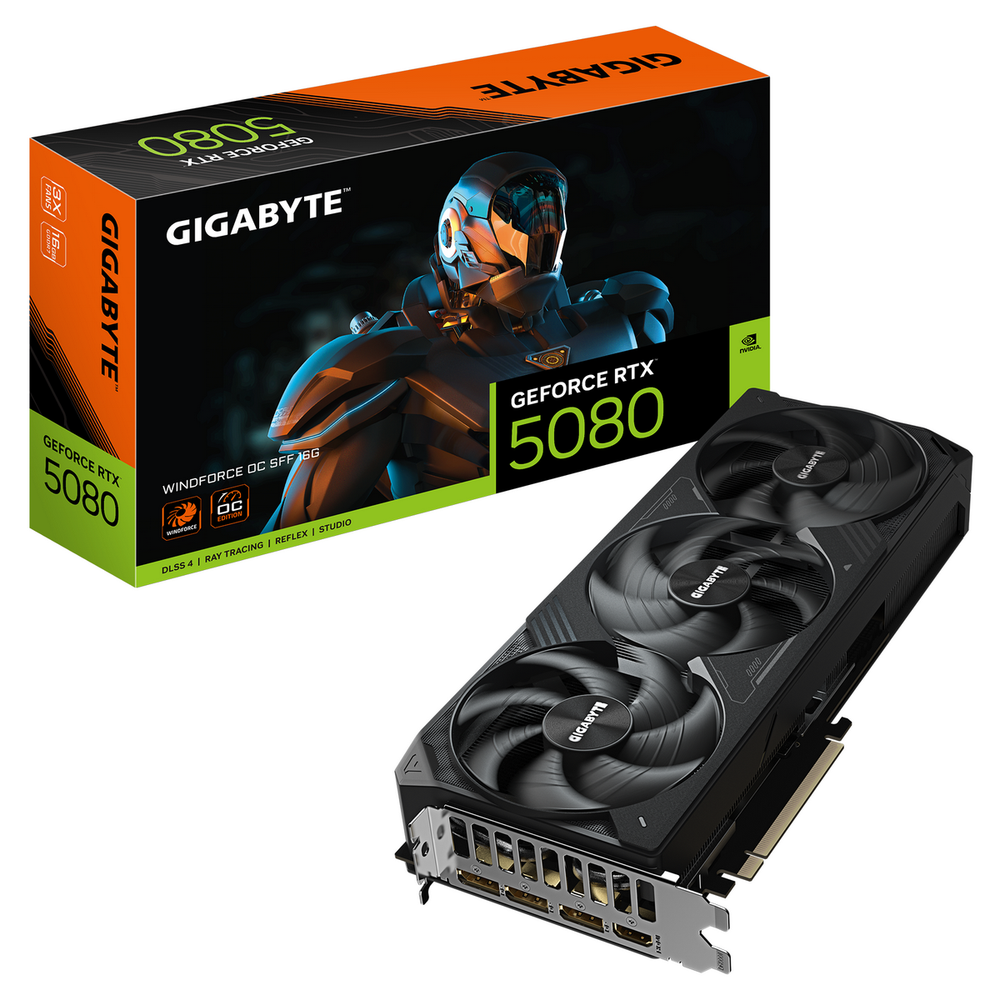 Видеокарта Gigabyte RTX5080 WINDFORCE OC SFF 16GB GDDR7 256bit 3xDP HDMI 3FAN RTL