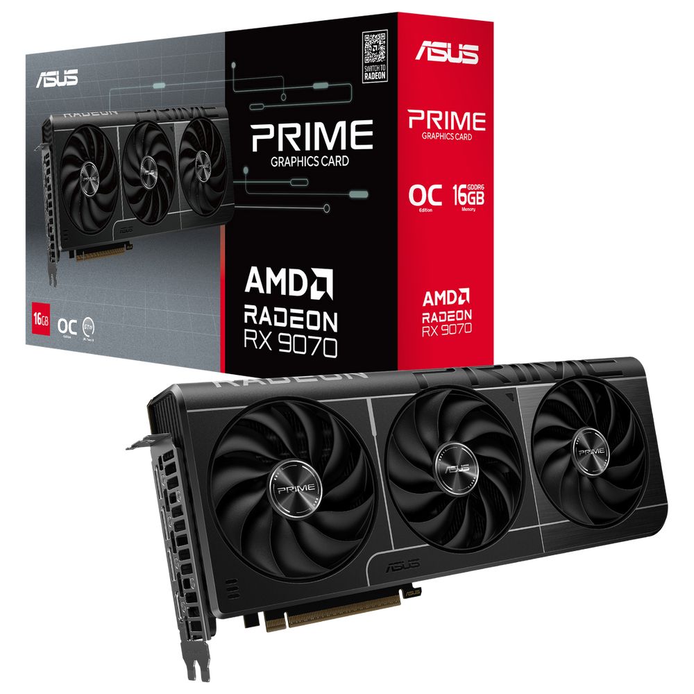 Видеокарта ASUS RX9070 PRIME OC 16GB GDDR6 256bit 3xDP HDMI 3FAN RTL [PRIME-RX9070-O16G]