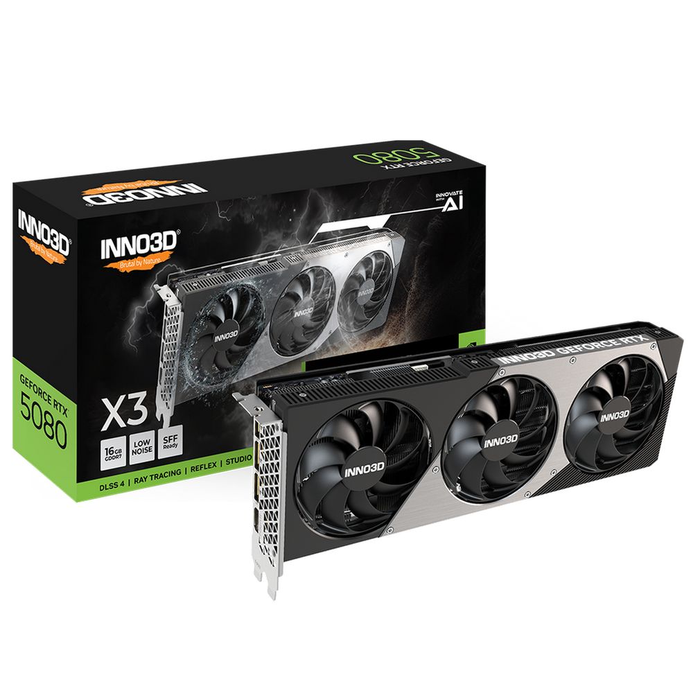 Видеокарта INNO3D RTX5080 X3 16GB GDDR7 256bit 3xDP HDMI 3FAN RTL