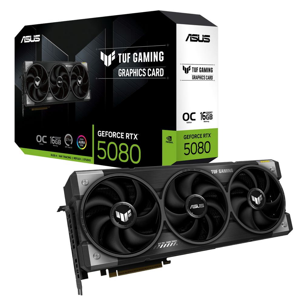 Видеокарта ASUS RTX5080 TUF GAMING OC 16GB GDDR7 256bit 3xDP 3xHDMI 3FAN RTL [TUF-RTX5080-O16G-GAMING]