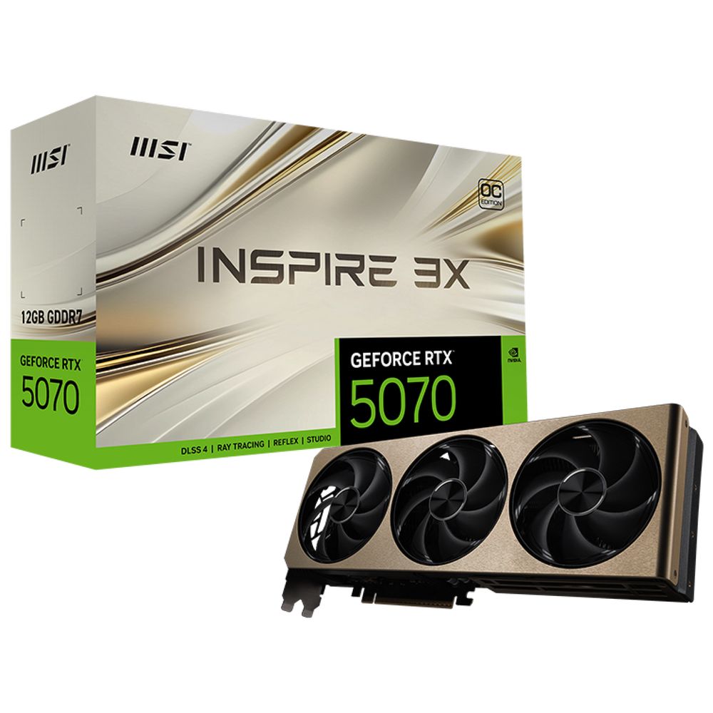 Видеокарта MSI RTX5070 INSPIRE 3X OC 12GB GDDR7 192bit 3xDP HDMI 3FAN RTL