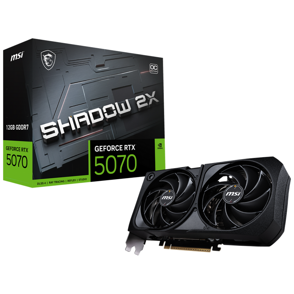 Видеокарта MSI RTX5070 SHADOW 2X OC 12GB GDDR7 192bit 3xDP HDMI 2FAN RTL