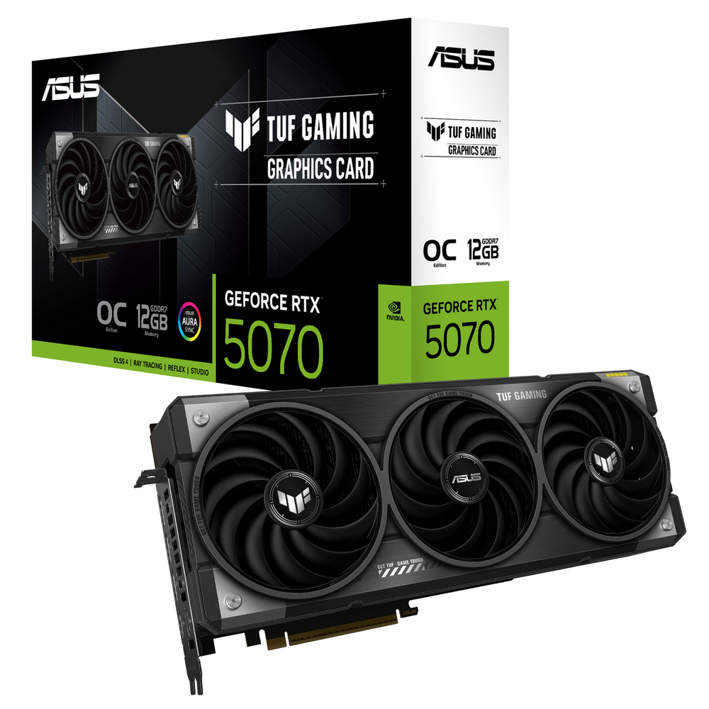 Видеокарта ASUS RTX5070 TUF GAMING 12GB GDDR7 192bit 3xDP 2xHDMI 3FAN RTL [TUF-RTX5070-O12G-GAMING]