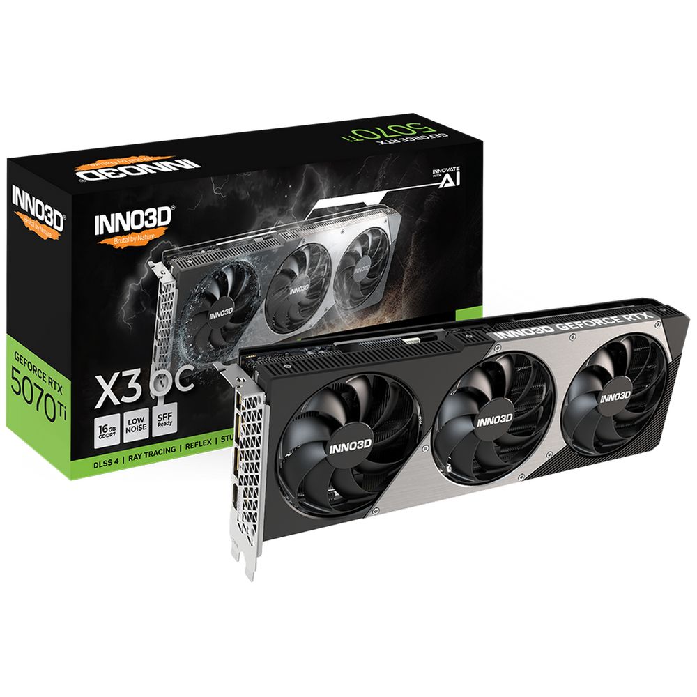 Видеокарта INNO3D RTX5070Ti X3 OC 16GB GDDR7 256bit 3xDP HDMI 3FAN RTL