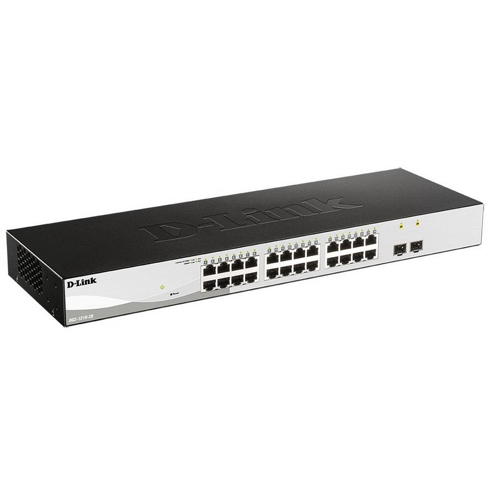 Коммутатор D-Link DGS-1210-26/FL2A Управляемый L2 коммутатор с 24 портами 10/100/1000Base-T и 2 портами 1000Base-X SFP