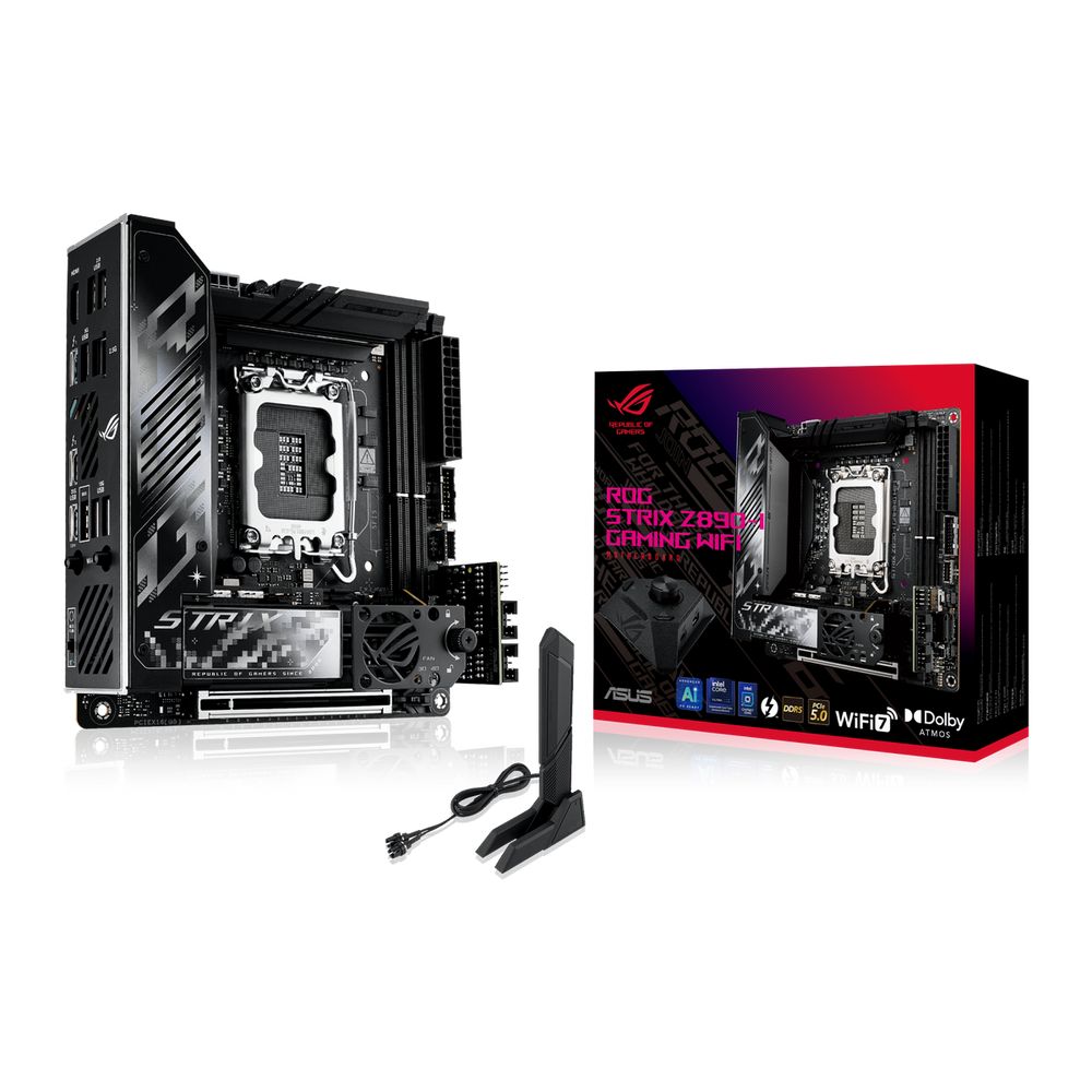 Материнская плата ASUS ROG STRIX Z890-I GAMING WIFI LGA1851 mini-ITX 2xDDR5 PCIEx16 2xM.2 2xThunderbolt USB-C HDMI 2.5GLAN Wi-Fi 7