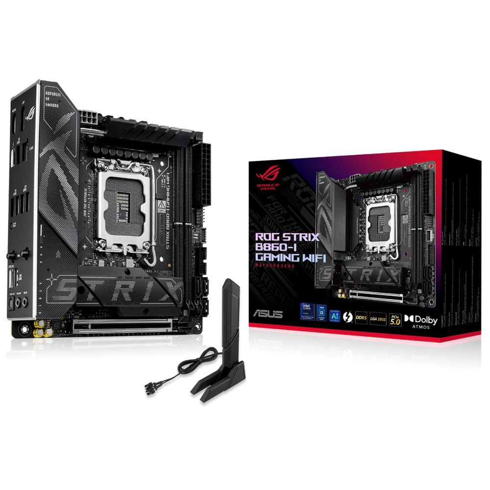 Материнская плата ASUS ROG STRIX B860-I GAMING WIFI LGA1851 mini-ITX 2xDDR5 PCIEx16 2xM.2 Thunderbolt USB-C DP HDMI 2.5GLAN Wi-Fi 7