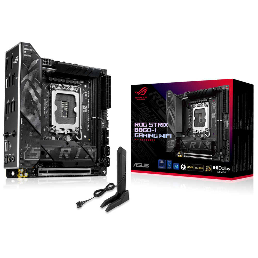 Материнская плата ASUS ROG STRIX B860-I GAMING WIFI LGA1851 mini-ITX 2xDDR5 PCIEx16 2xM.2 Thunderbolt USB-C DP HDMI 2.5GLAN Wi-Fi 7