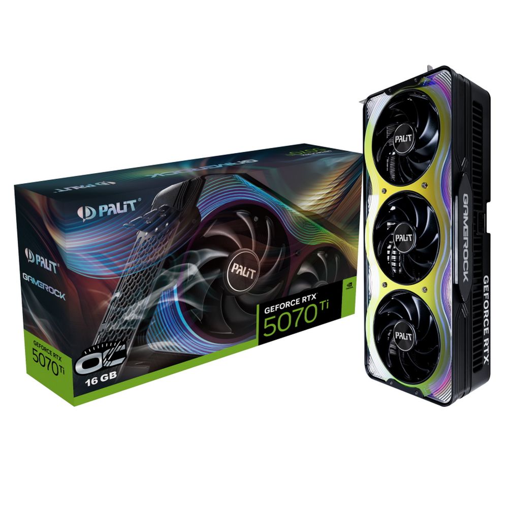 Видеокарта Palit RTX5070Ti GAMEROCK OC 16GB GDDR7 256bit 3xDP HDMI 3FAN RTL