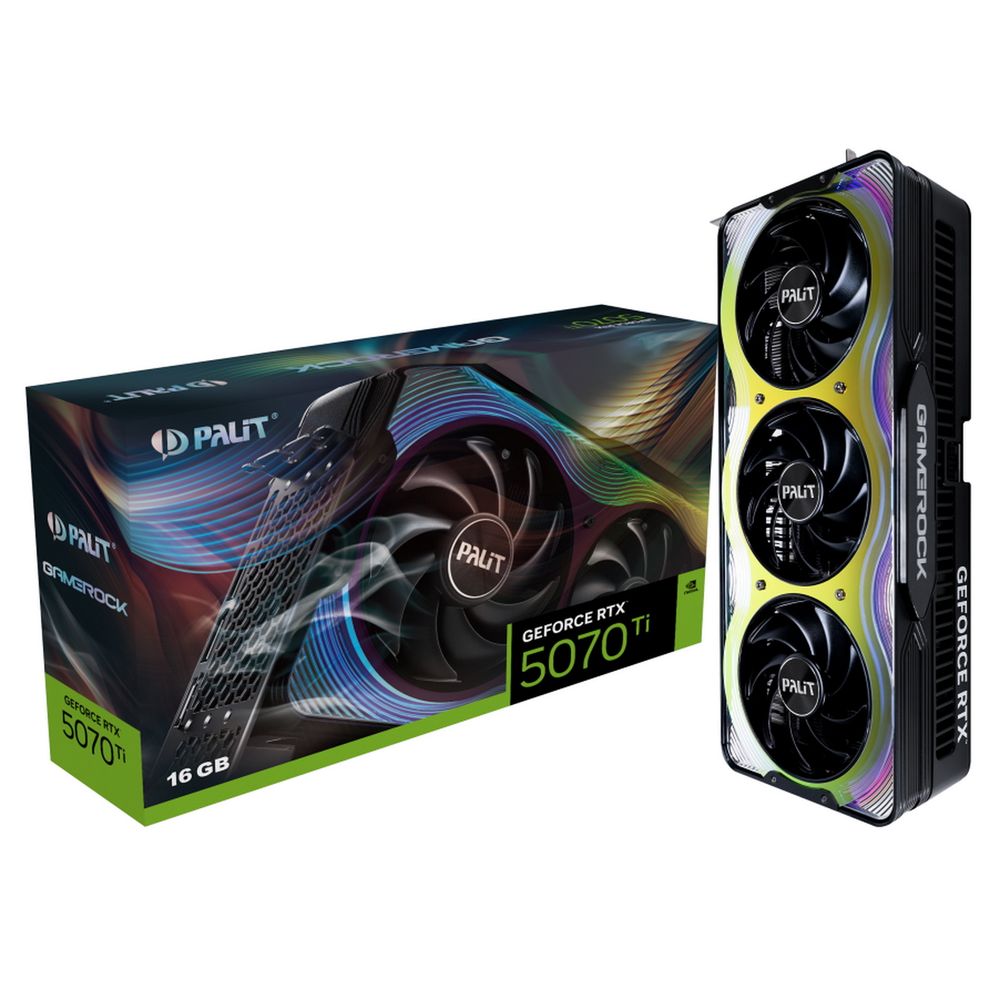 Видеокарта Palit RTX5070Ti GAMEROCK 16GB GDDR7 256bit 3xDP HDMI 3FAN RTL