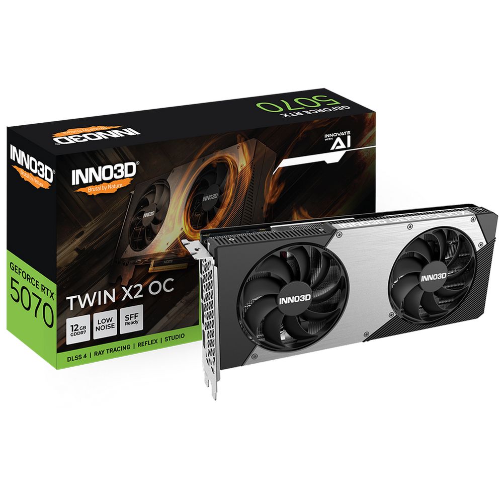 Видеокарта INNO3D RTX5070 TWIN X2 ОС 12GB GDDR7 192bit 3xDP HDMI 2FAN RTL