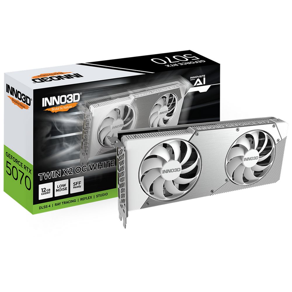 Видеокарта INNO3D RTX5070 TWIN X2 ОС WHITE 12GB GDDR7 192bit 3xDP HDMI 2FAN RTL