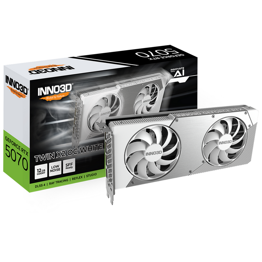 Видеокарта INNO3D RTX5070 TWIN X2 ОС WHITE 12GB GDDR7 192bit 3xDP HDMI 2FAN RTL