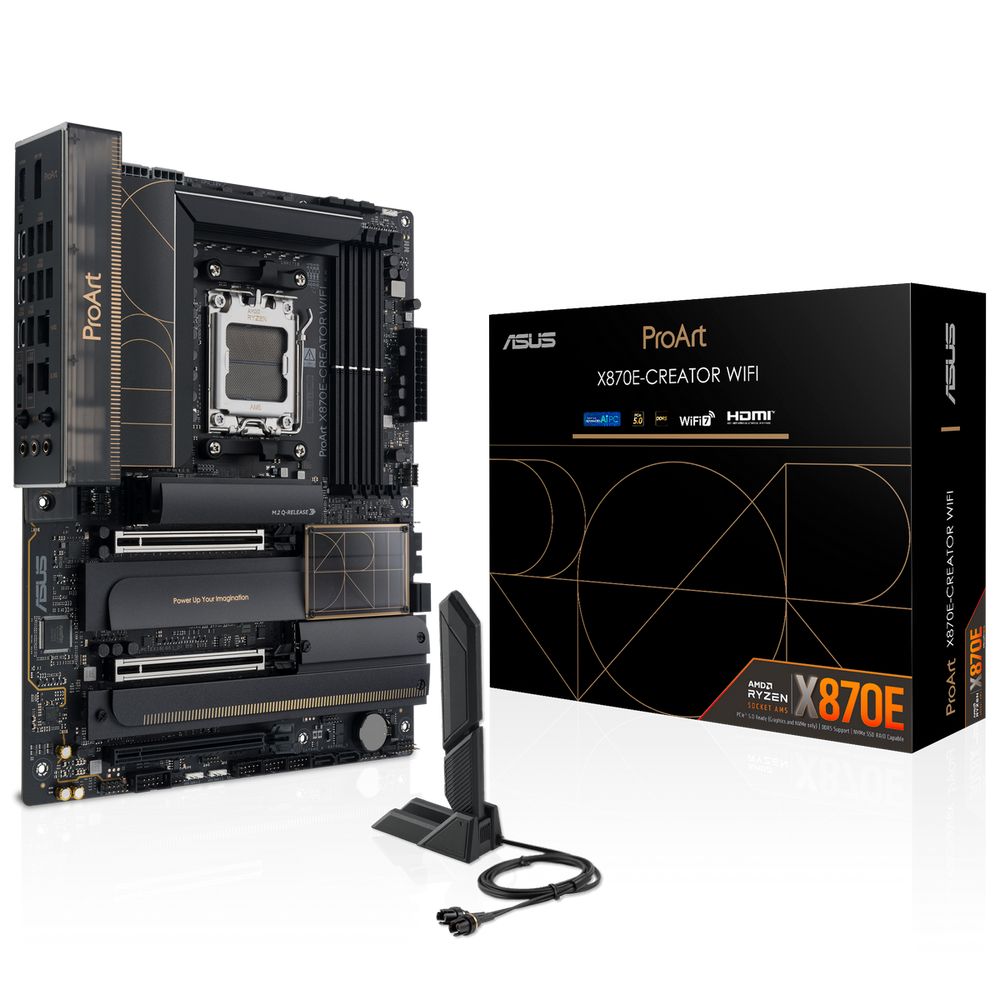 Материнская плата ASUS PROART X870E-CREATOR WIFI AM5 ATX 4xDDR5 3xPCIEx16 4xM.2 3xUSB-C DP HDMI 2.5GLAN 10GLAN Wi-Fi 7