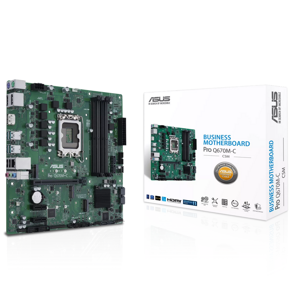 Материнская плата ASUS PRO Q670M-C-CSM LGA1700 mATX 4xDDR5 PCIEx16 2xPCIEx1 1xM.2 2xDP HDMI GLAN