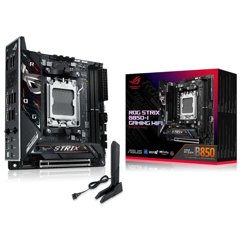 Материнская плата ASUS ROG STRIX B850-I GAMING WIFI AM5 mini-ITX 2xDDR5 PCIEx16 2xM.2 2xUSB-C HDMI 2.5GLAN WIFI 7