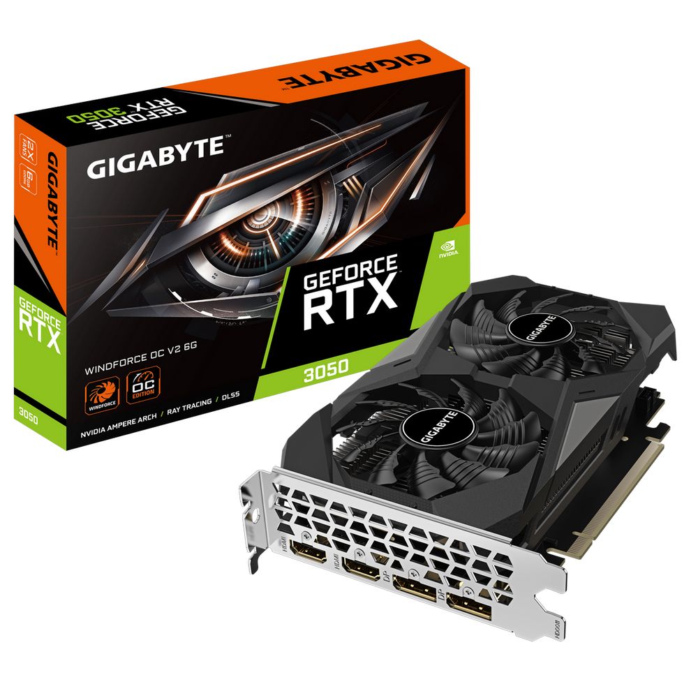 Видеокарта Gigabyte RTX3050 WINDFORCE OC V2 6GB GDDR6 96bit 2xDP 2xHDMI 2FAN RTL