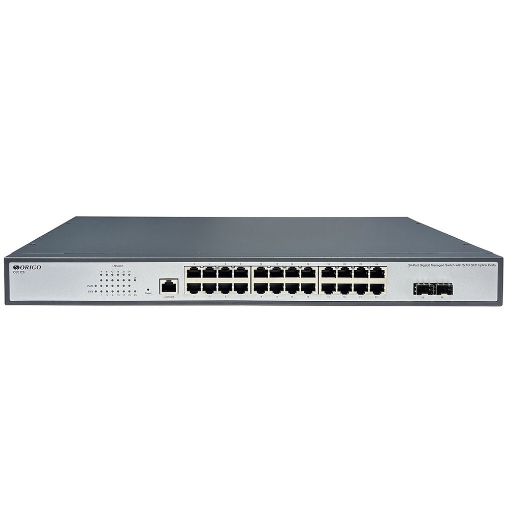 Коммутатор ORIGO OS3126/A1A Управляемый L2 коммутатор 24x1000Base-T, 2x1000Base-X SFP