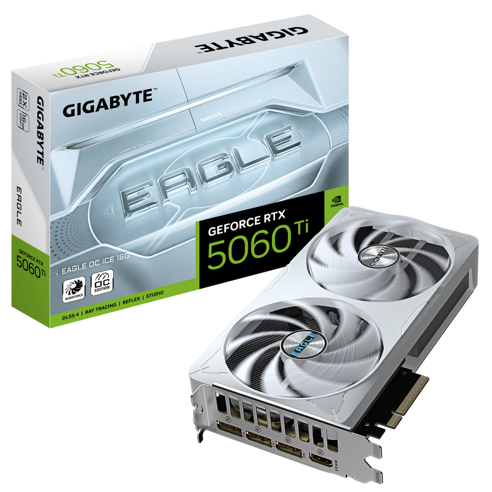 Видеокарта Gigabyte RTX5060Ti EAGLE OC ICE 16GB GDDR7 128bit 3xDP HDMI 2FAN RTL