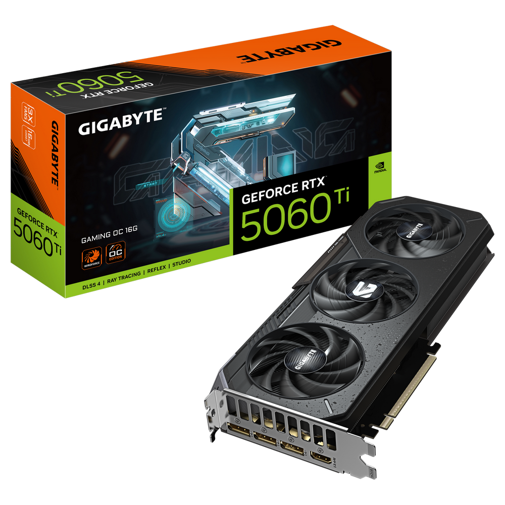 Видеокарта Gigabyte RTX5060Ti GAMING OC 16GB GDDR7 128bit 3xDP HDMI 3FAN RTL