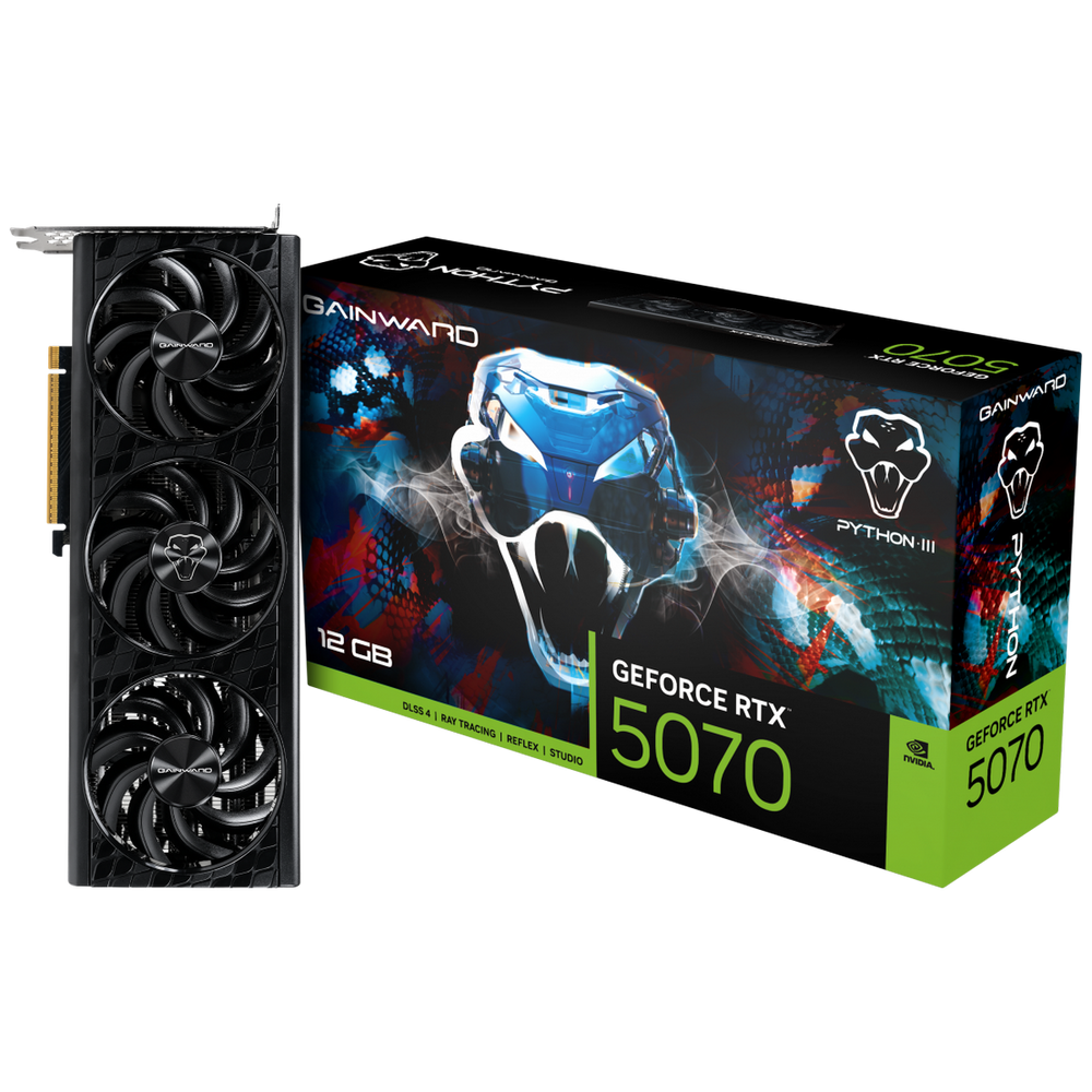 Видеокарта Gainward RTX5070 PYTHON III 12GB GDDR7 192bit 3xDP HDMI 3FAN RTL