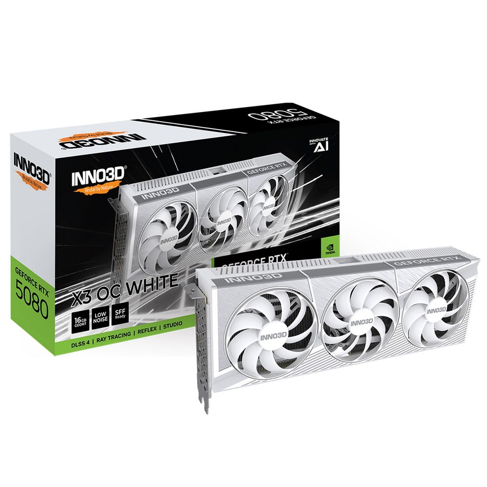 Видеокарта INNO3D RTX5080 ХЗ ОС WHITE 16GB GDDR7 256bit 3xDP HDMI 3FAN RTL