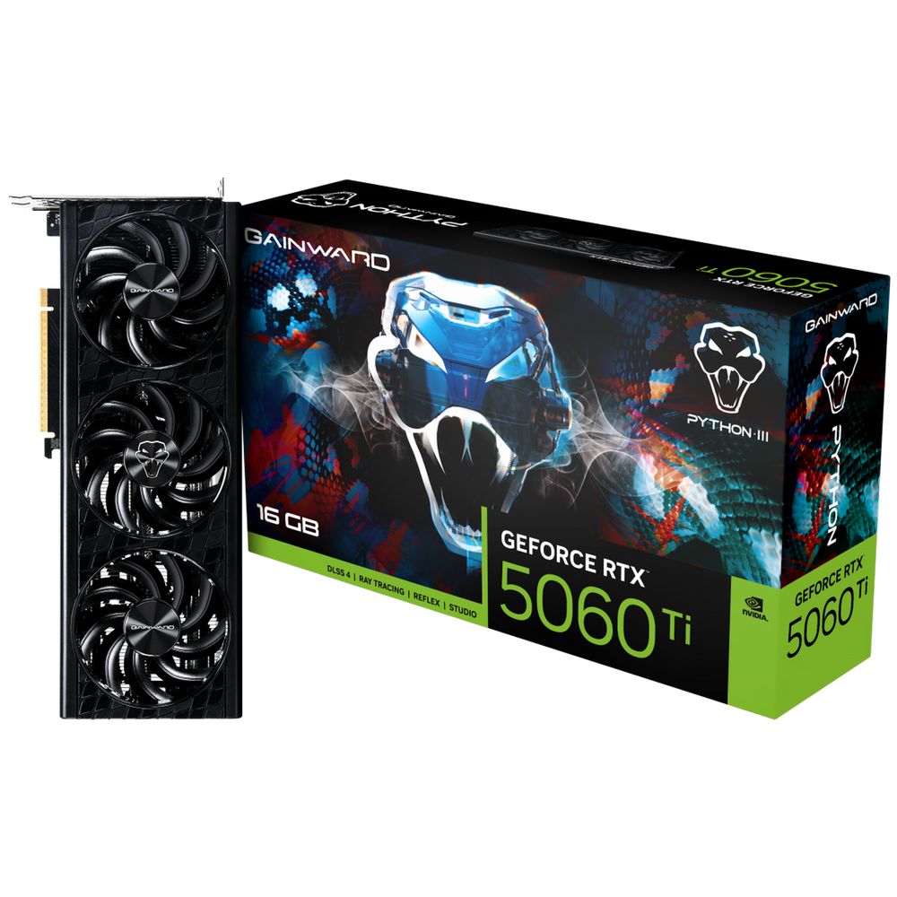 Видеокарта Gainward RTX5060Ti PYTHON III 16GB GDDR7 128bit 3xDP HDMI 3FAN RTL