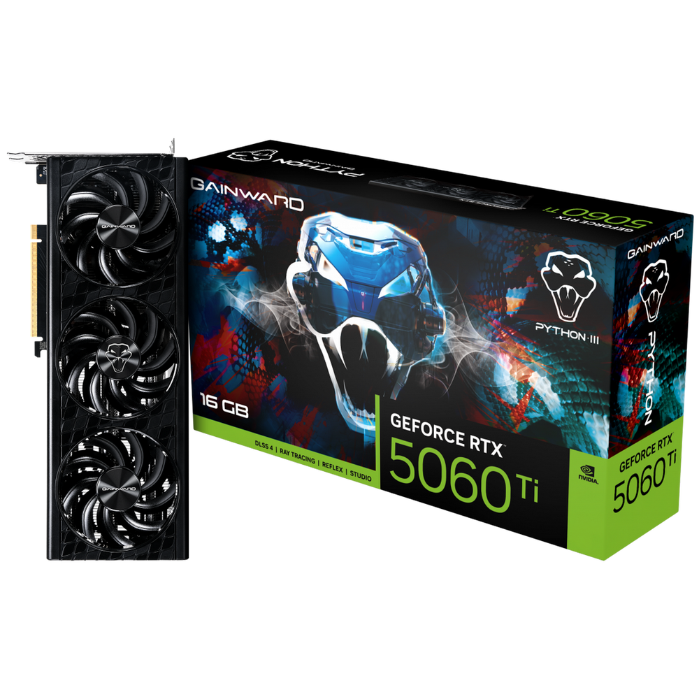 Видеокарта Gainward RTX5060Ti PYTHON III 16GB GDDR7 128bit 3xDP HDMI 3FAN RTL