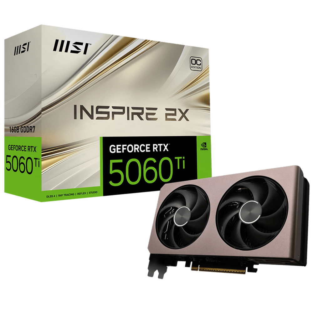 Видеокарта MSI RTX5060Ti INSPIRE 2X OC 16GB GDDR7 128bit 3xDP HDMI 2FAN RTL