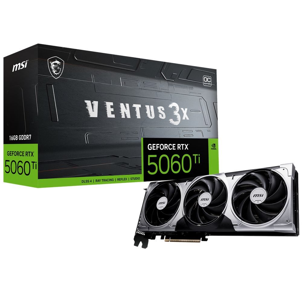 Видеокарта MSI RTX5060Ti VENTUS 3X OC 16GB GDDR7 128bit 3xDP HDMI 3FAN RTL