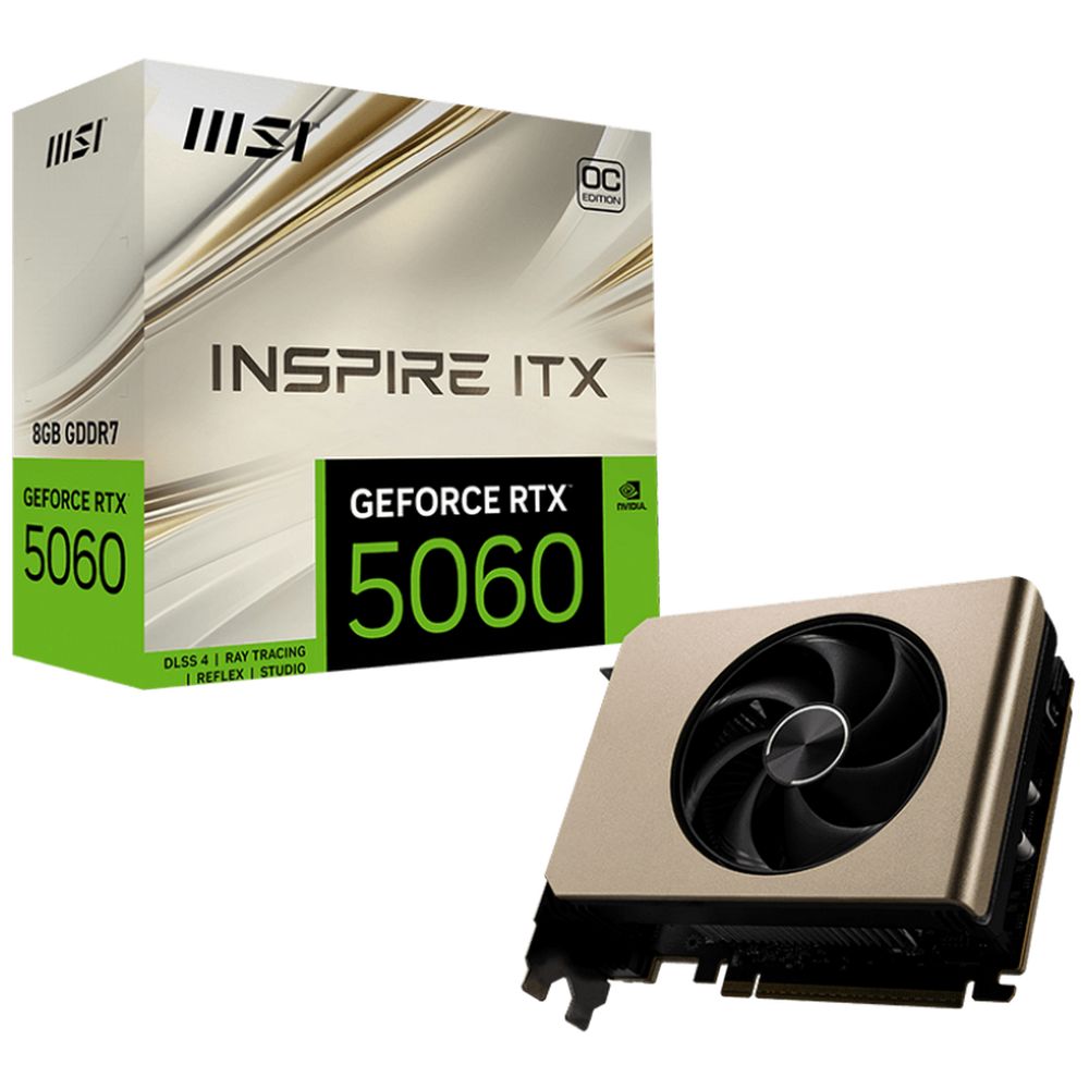 Видеокарта MSI RTX5060 INSPIRE ITX OC 8GB GDDR7 128bit 3xDP HDMI 1FAN RTL