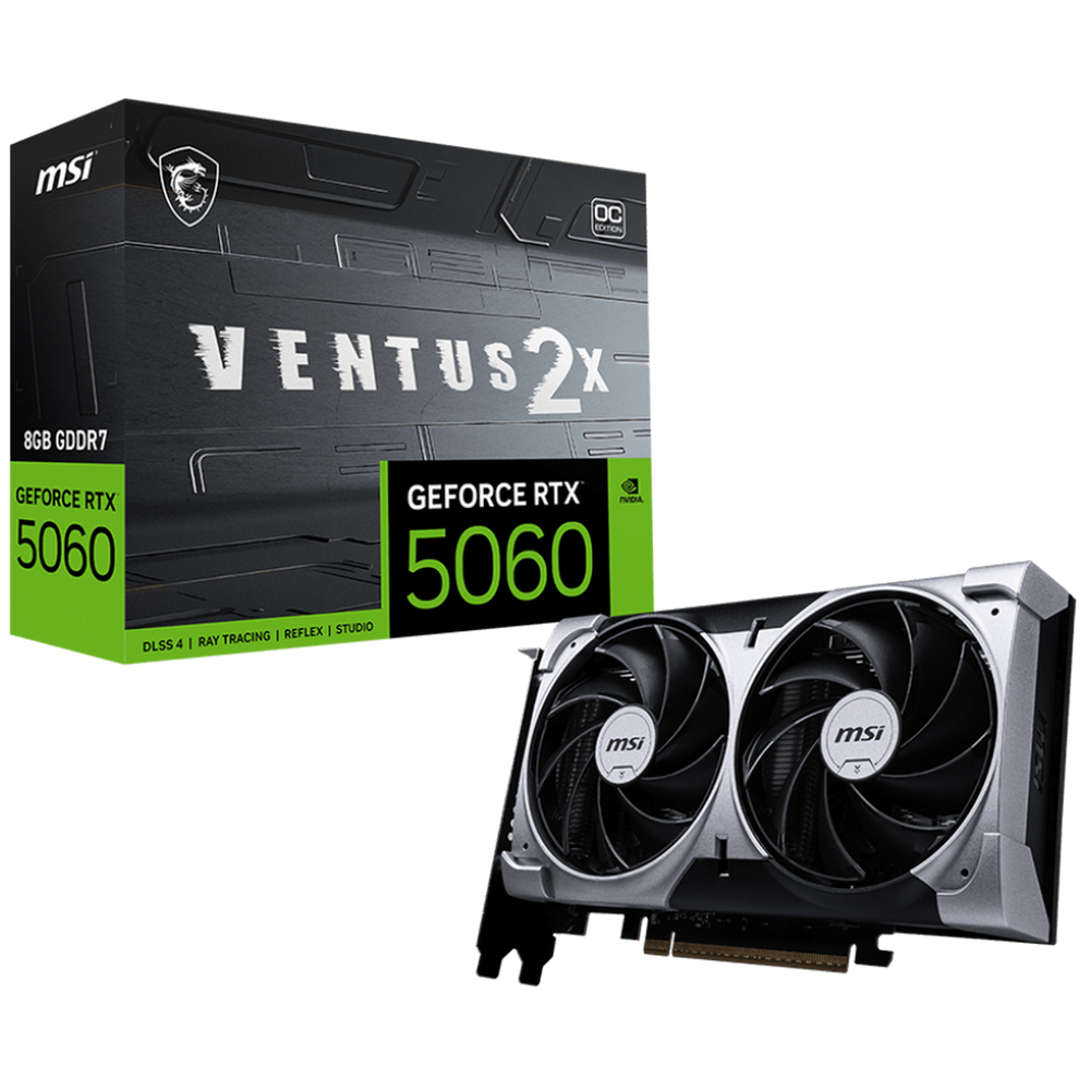 Видеокарта MSI RTX5060 VENTUS 2X OC 8GB GDDR7 128bit 3xDP HDMI 2FAN RTL