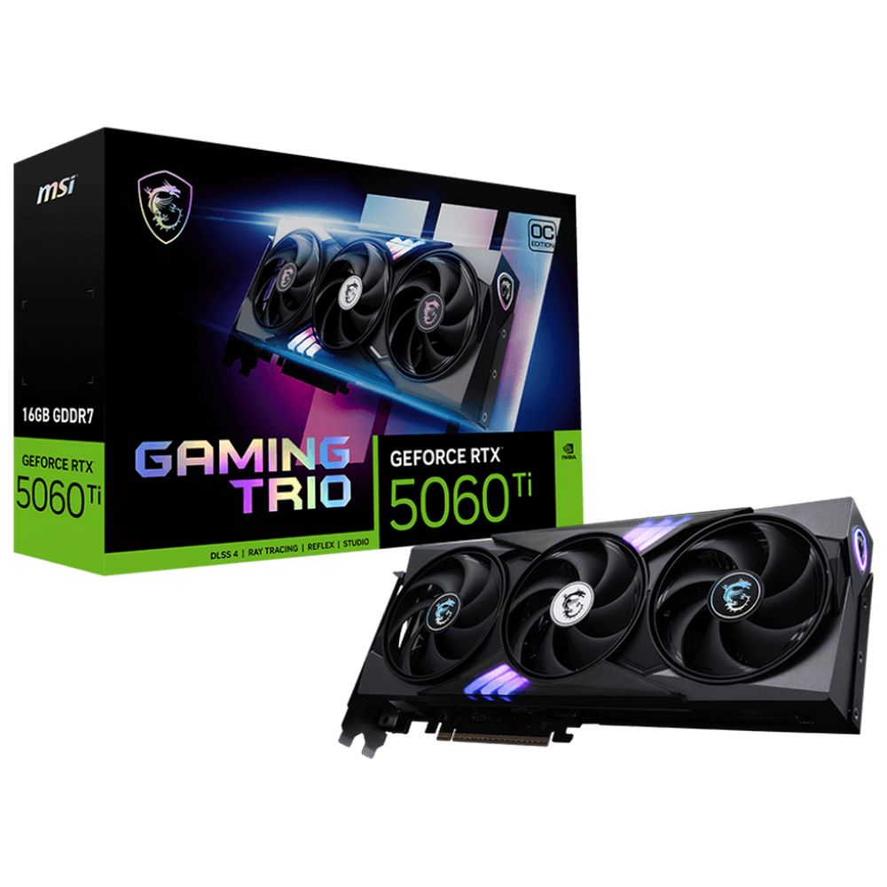 Видеокарта MSI RTX5060Ti GAMING TRIO OC 16GB GDDR7 128bit 3xDP HDMI 3FAN RTL