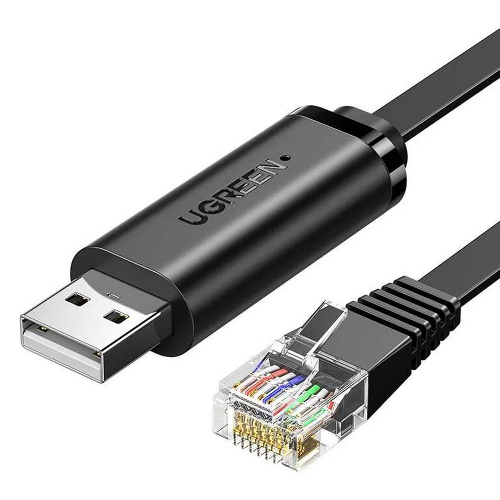 Кабель UGREEN CM204 (60813) USB-A to RJ45 Console Cable. Длина: 3м Цвет: черный
