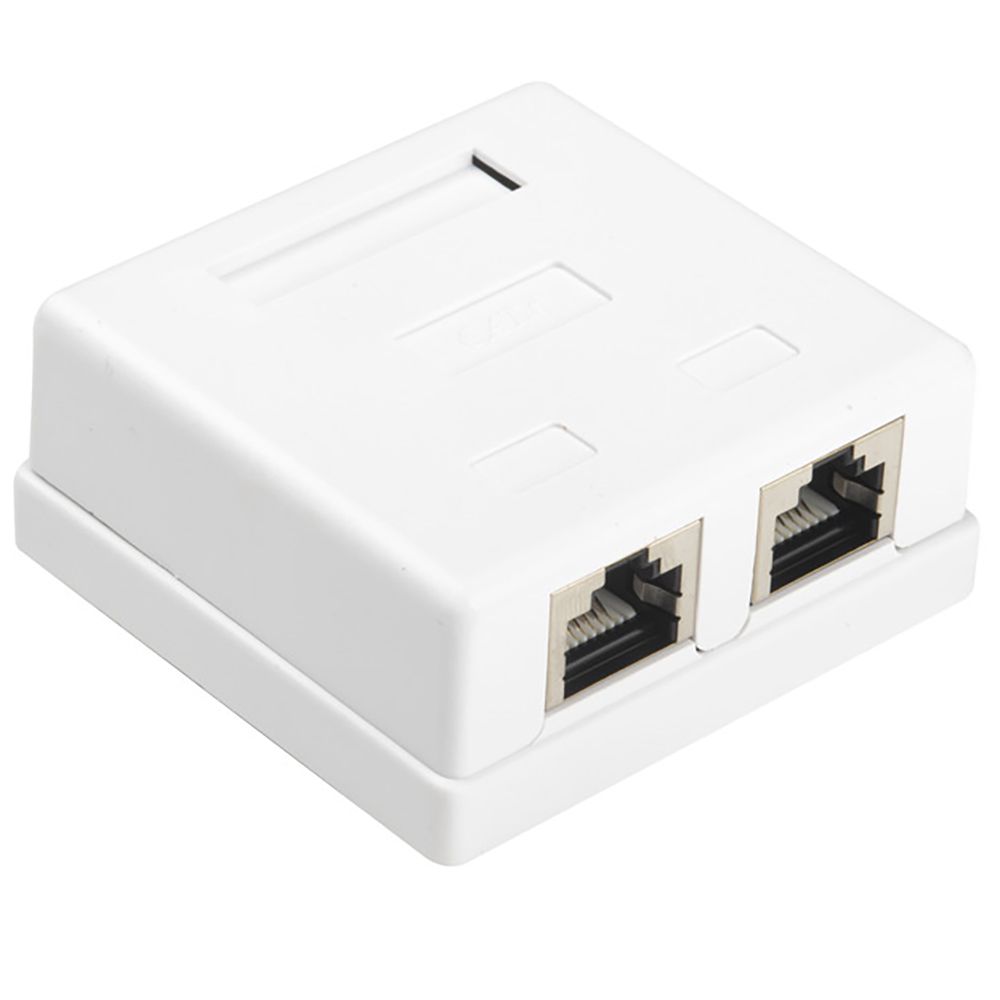 Розетка компьютерная Hyperline SB1-2-8P8C-C6-SH-WH  RJ-45(8P8C), кат 6, экранированная, двойная, внешняя, Dual IDC