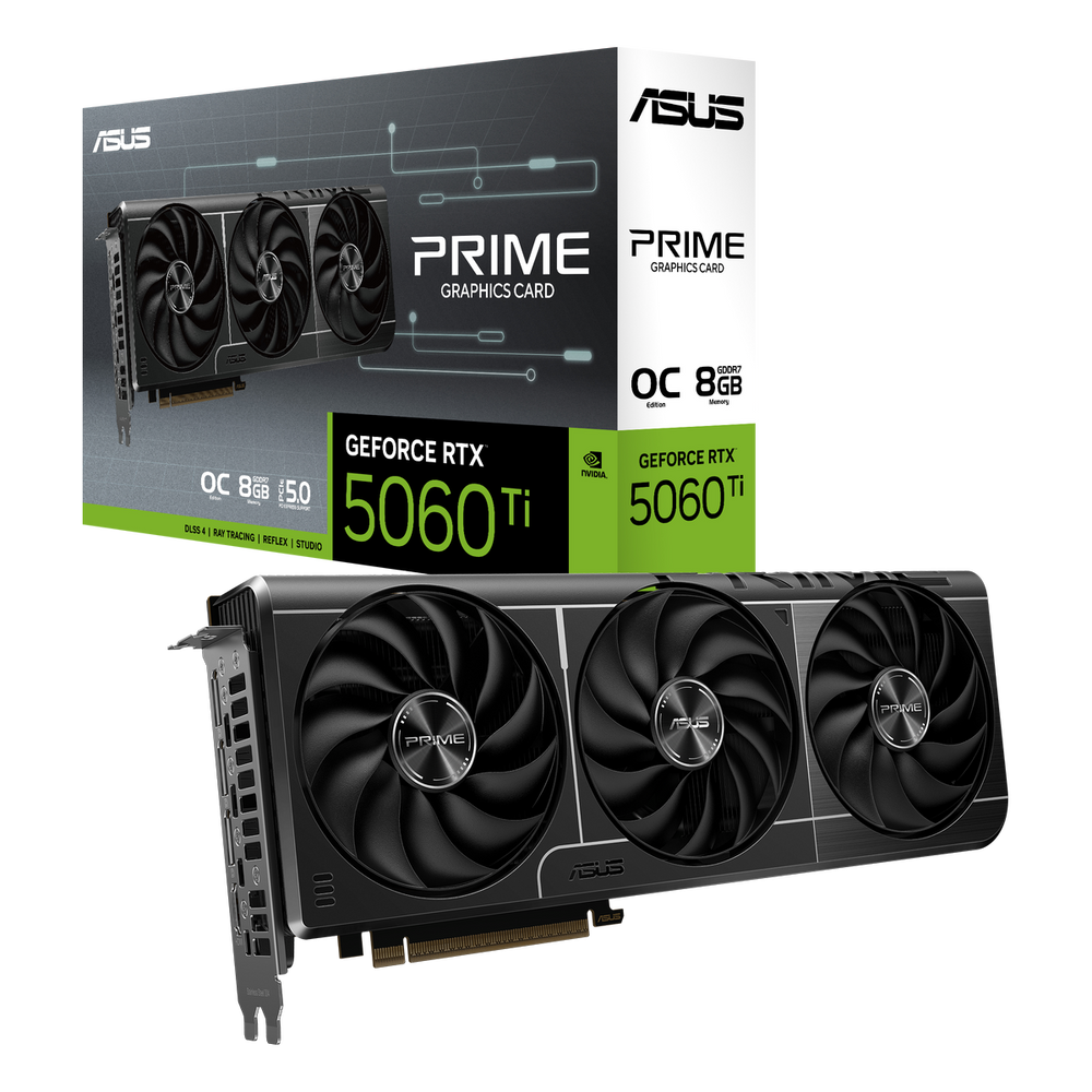 Видеокарта ASUS RTX5060Ti PRIME OC 8GB GDDR7 128bit 3xDP HDMI 3FAN RTL [PRIME-RTX5060TI-O8G]