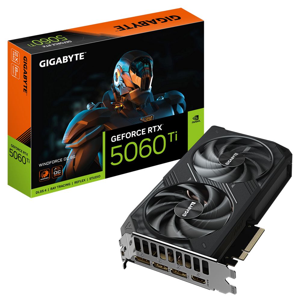 Видеокарта Gigabyte RTX5060Ti WINDFORCE OC 8GB GDDR7 128bit 3xDP HDMI 2FAN RTL