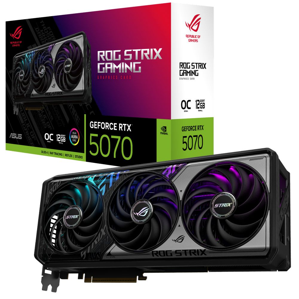 Видеокарта ASUS RTX5070 ROG STRIX OC 12GB GDDR7 192bit 3xDP 2xHDMI 3FAN RTL [ROG-STRIX-RTX5070-O12G-GAMING]