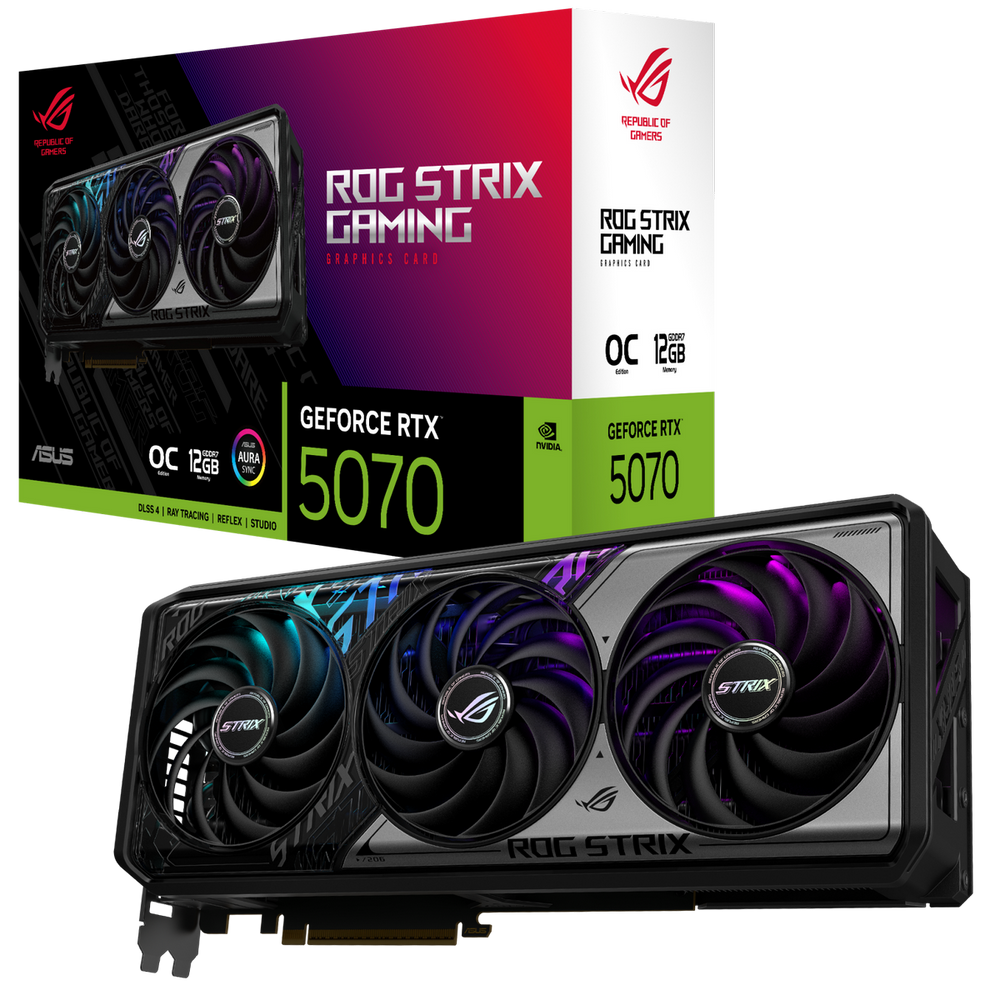 Видеокарта ASUS RTX5070 ROG STRIX OC 12GB GDDR7 192bit 3xDP 2xHDMI 3FAN RTL [ROG-STRIX-RTX5070-O12G-GAMING]