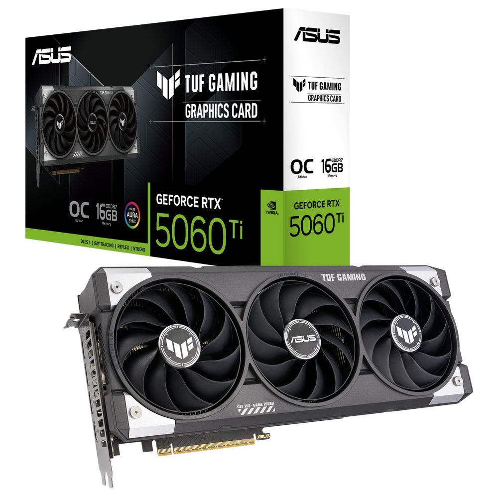 Видеокарта ASUS RTX5060Ti TUF GAMING OC 16GB GDDR7 128bit 3xDP HDMI 3FAN RTL [TUF-RTX5060TI-O16G-GAMING]
