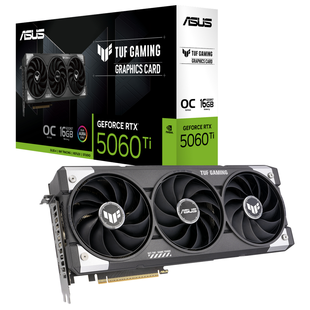 Видеокарта ASUS RTX5060Ti TUF GAMING OC 16GB GDDR7 128bit 3xDP HDMI 3FAN RTL [TUF-RTX5060TI-O16G-GAMING]