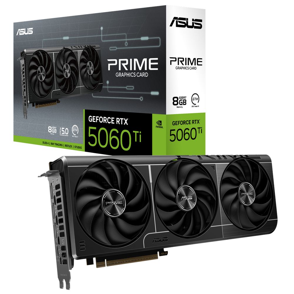 Видеокарта ASUS RTX5060Ti PRIME 8GB GDDR7 128bit 3xDP HDMI 3FAN RTL [PRIME-RTX5060TI-8G]