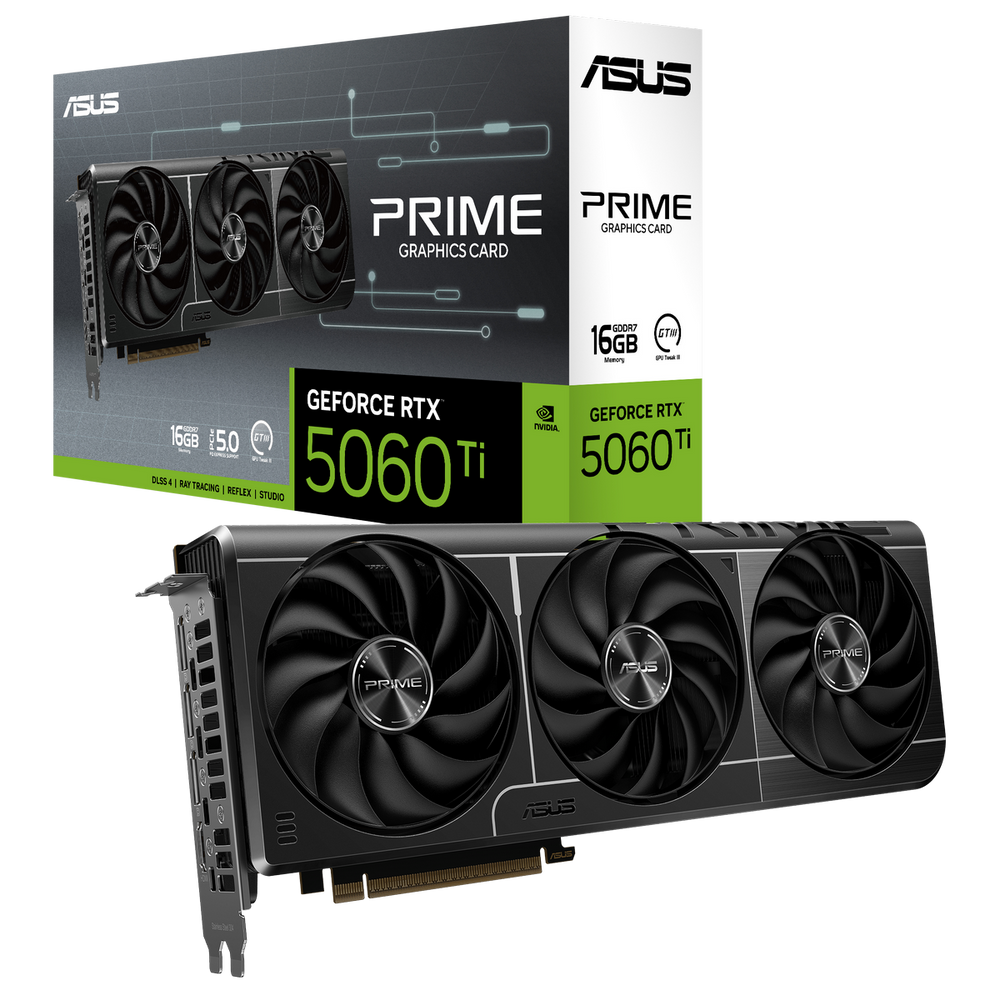 Видеокарта ASUS RTX5060Ti PRIME 16GB GDDR7 128bit 3xDP HDMI 3FAN RTL [PRIME-RTX5060TI-16G]