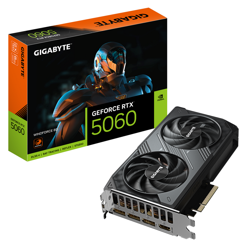 Видеокарта Gigabyte RTX5060 WINDFORCE 8GB GDDR7 128bit 3xDP HDMI 2FAN RTL