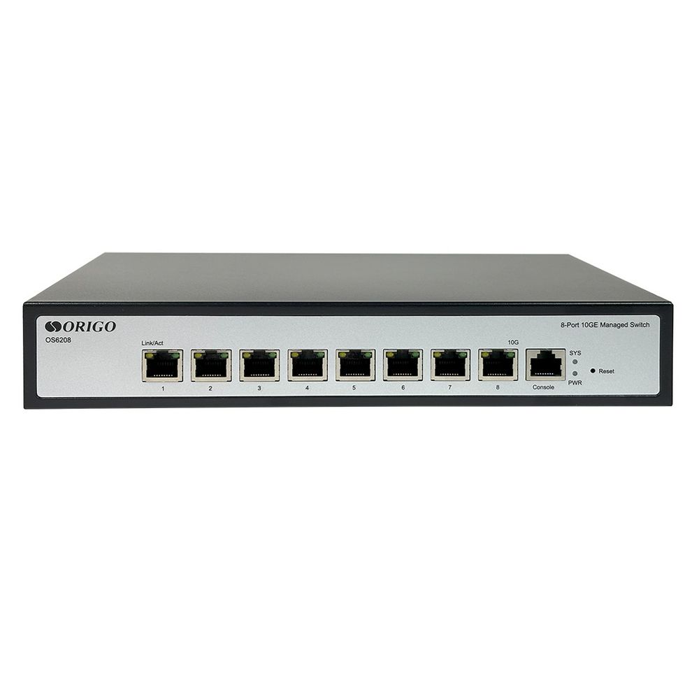 Коммутатор ORIGO OS6208/A1A Управляемый L2 коммутатор, 8x10GBase-T, консольный порт RJ-45, комплект для установки в 19" стойку