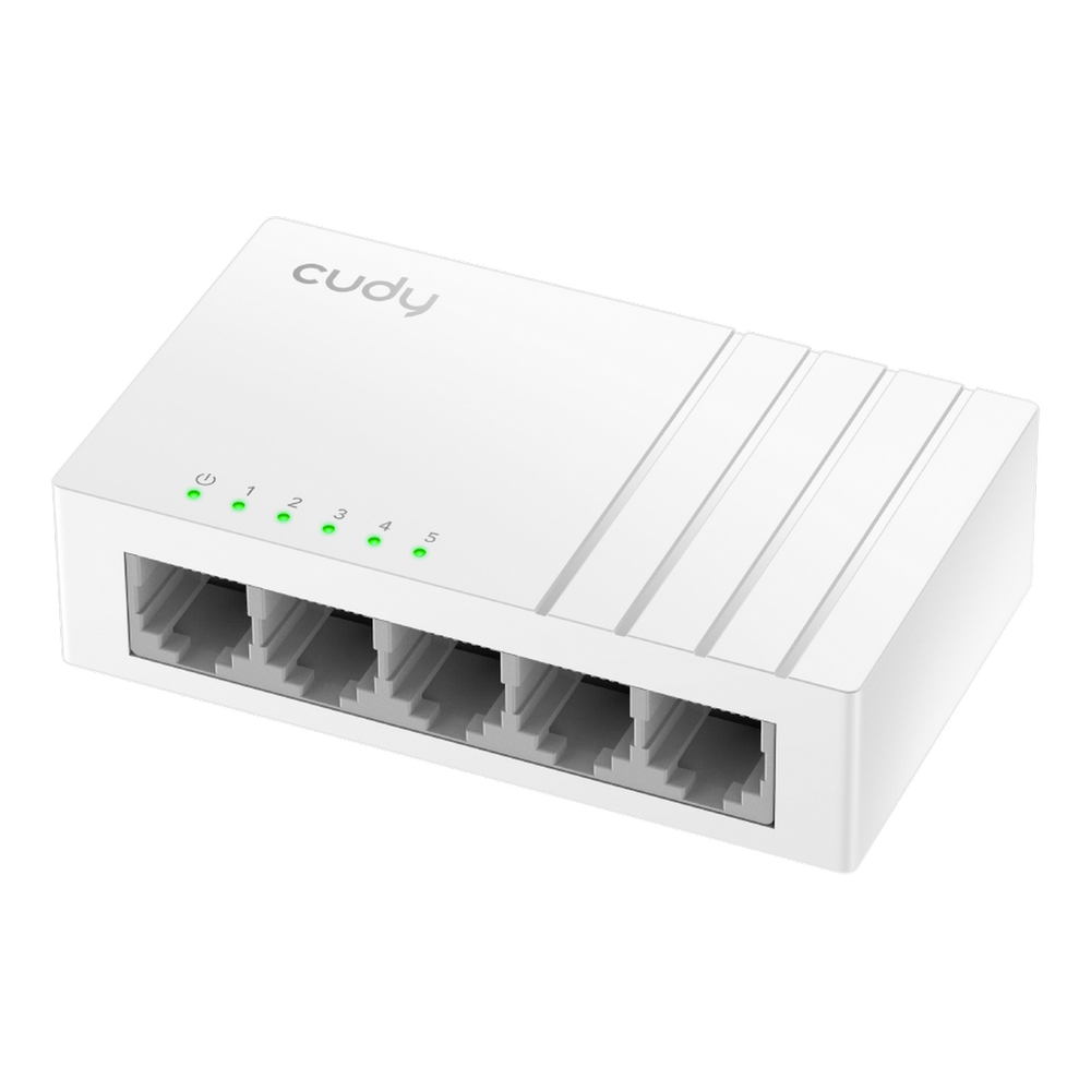 Коммутатор CUDY Bad Pack 5-Port 10/100 Ms Desktop Switch 5-Port 10/100 Ms Desktop Switch, 5 10/100M RJ45 Ports, Loop Detection, Desktop Plastic Case, Power Saving, Plug & Play, Wall-Mount bp